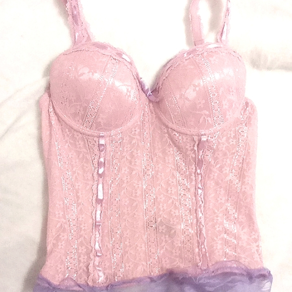 Donna L'orén, size 32B, color:Pink base and purple lace